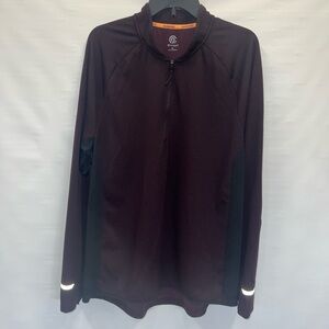Champion Jacket Mens Extra Large Maroon Quarter Zip Long Sleeve Polyester Pocket